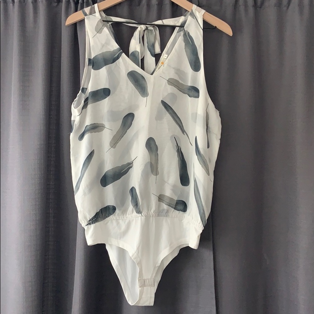 Sheer feather bodysuit